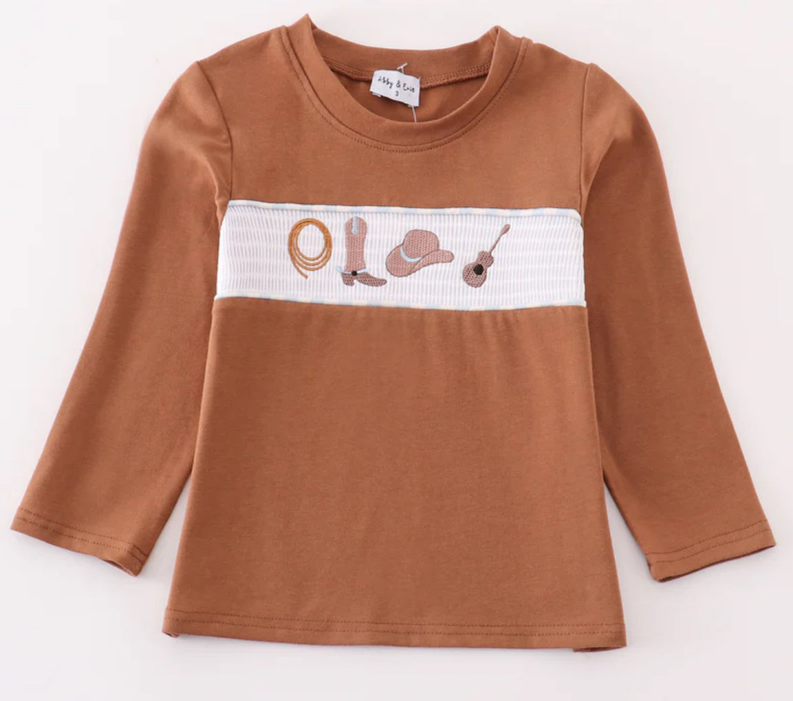 Boys Smocked Western long sleeve