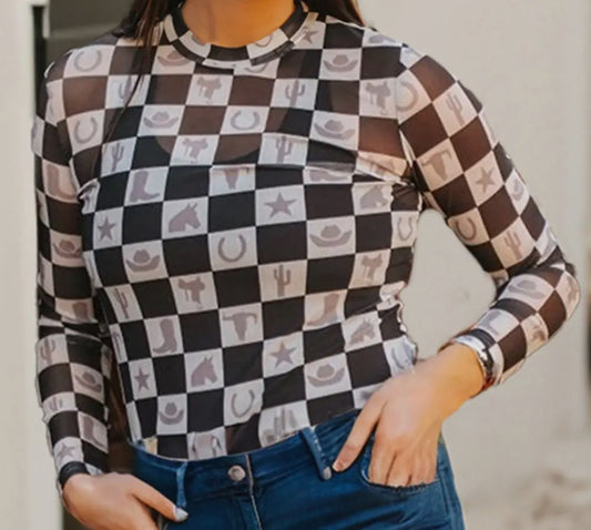 Western mesh top