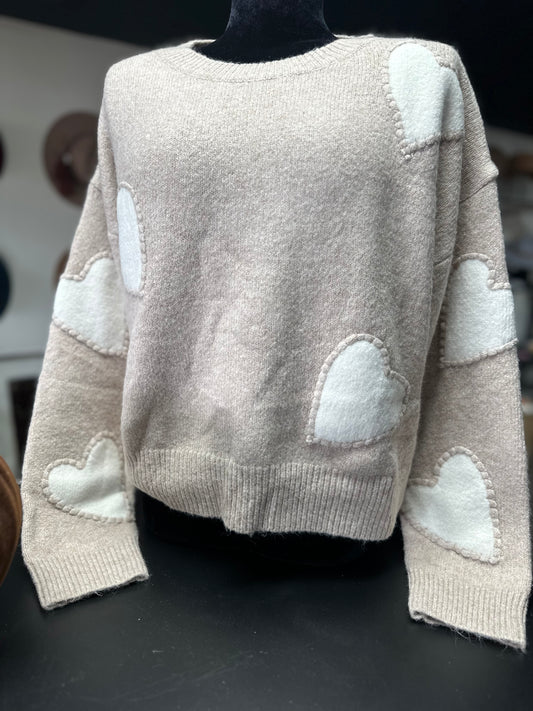 Taupe heart sweater