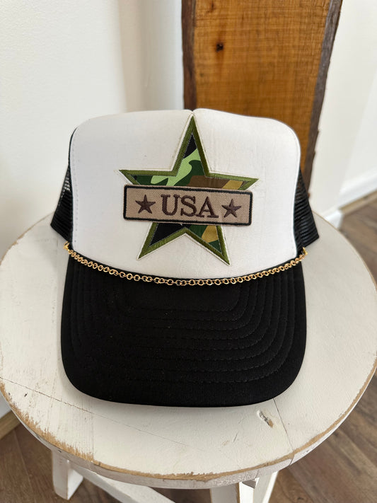 Camo USA trucker hat